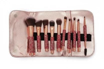 Premium face makeup brushes with crystal-style handles