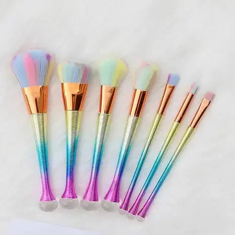 Soft bristle rainbow makeup brushes for contour blush and eyeshadow blending