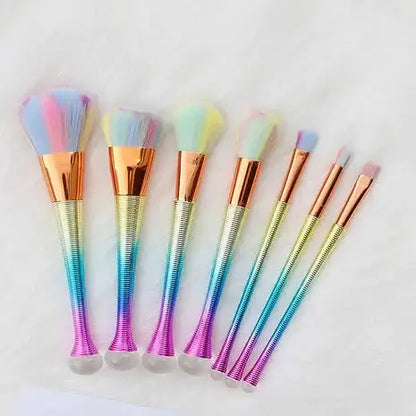 Soft bristle rainbow makeup brushes for contour blush and eyeshadow blending