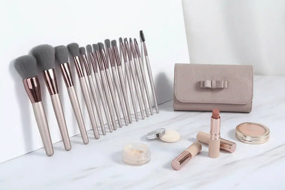 Soft champagne gold blending brushes for flawless makeup application