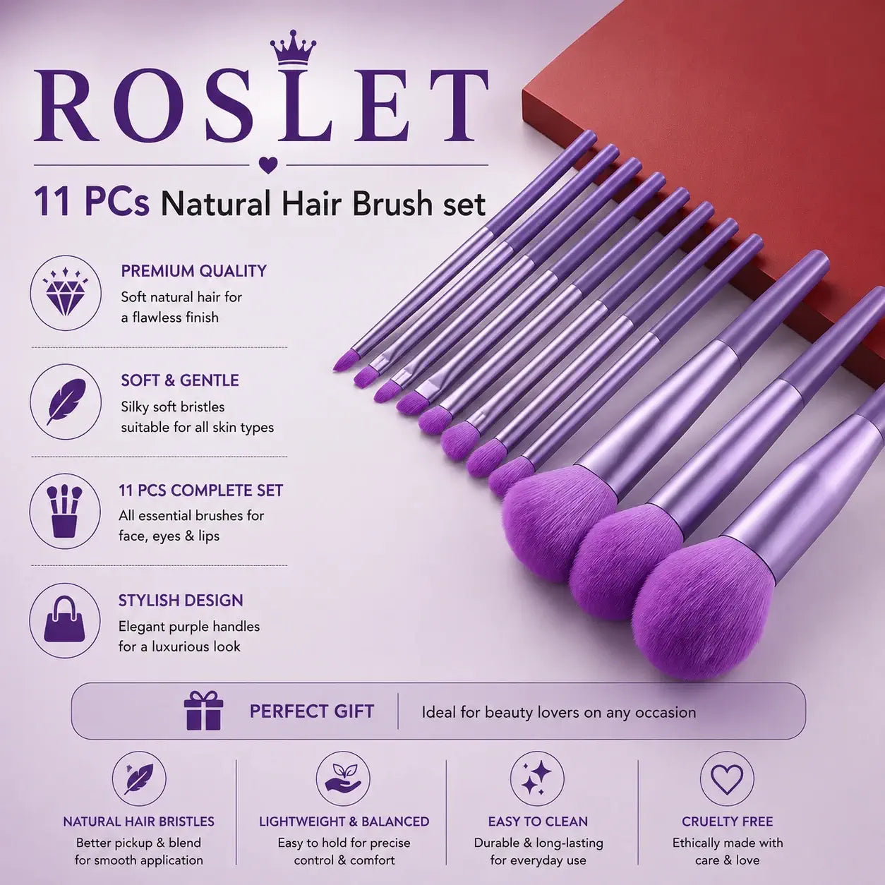 Soft natural makeup brushes for smooth contour and powder application