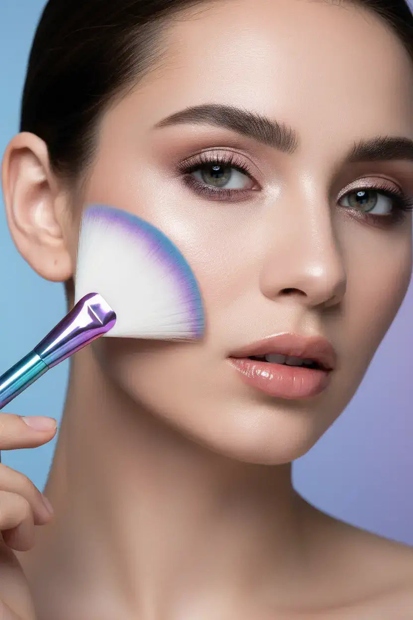 Stylish fantasy makeup brush collection with colorful handles and soft fibers