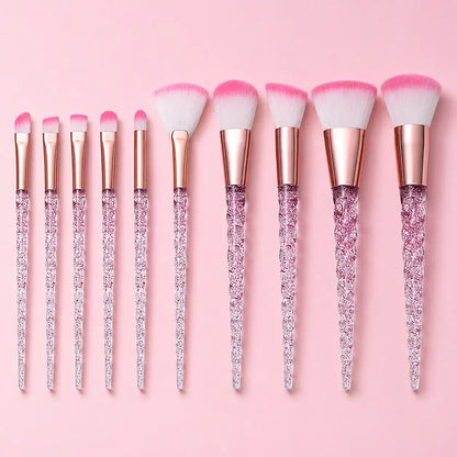 Soft transparent pink makeup brushes for smooth blending
